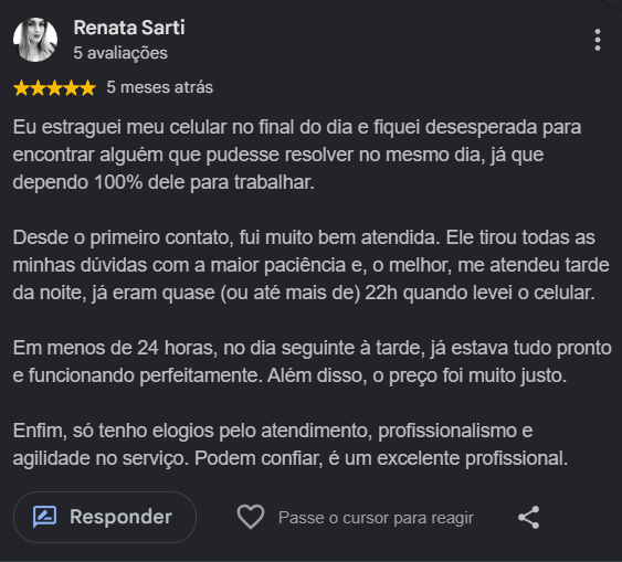 Avaliação cliente