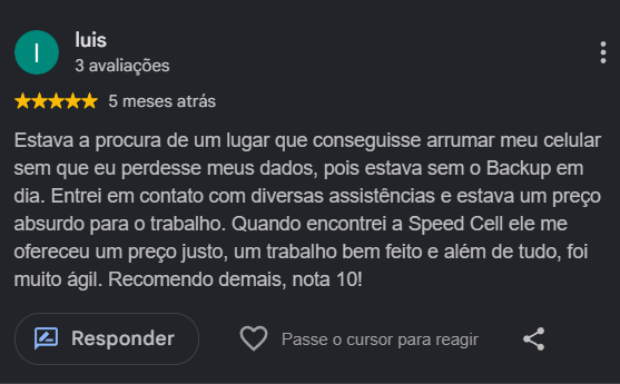 Avaliação cliente